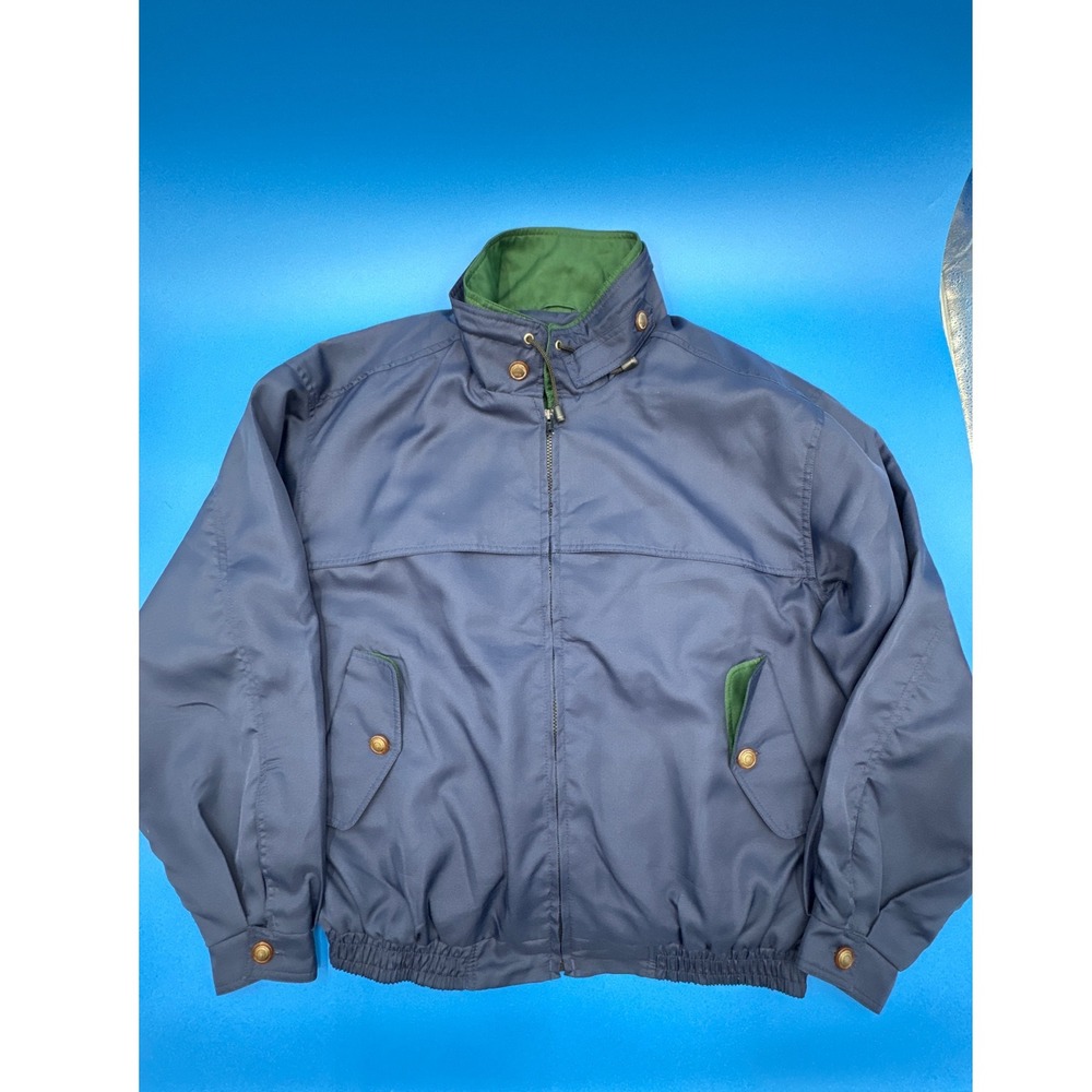 Bee Wild Mens XXL Bomber Jacket Navy Green Retro Award Design Apparel